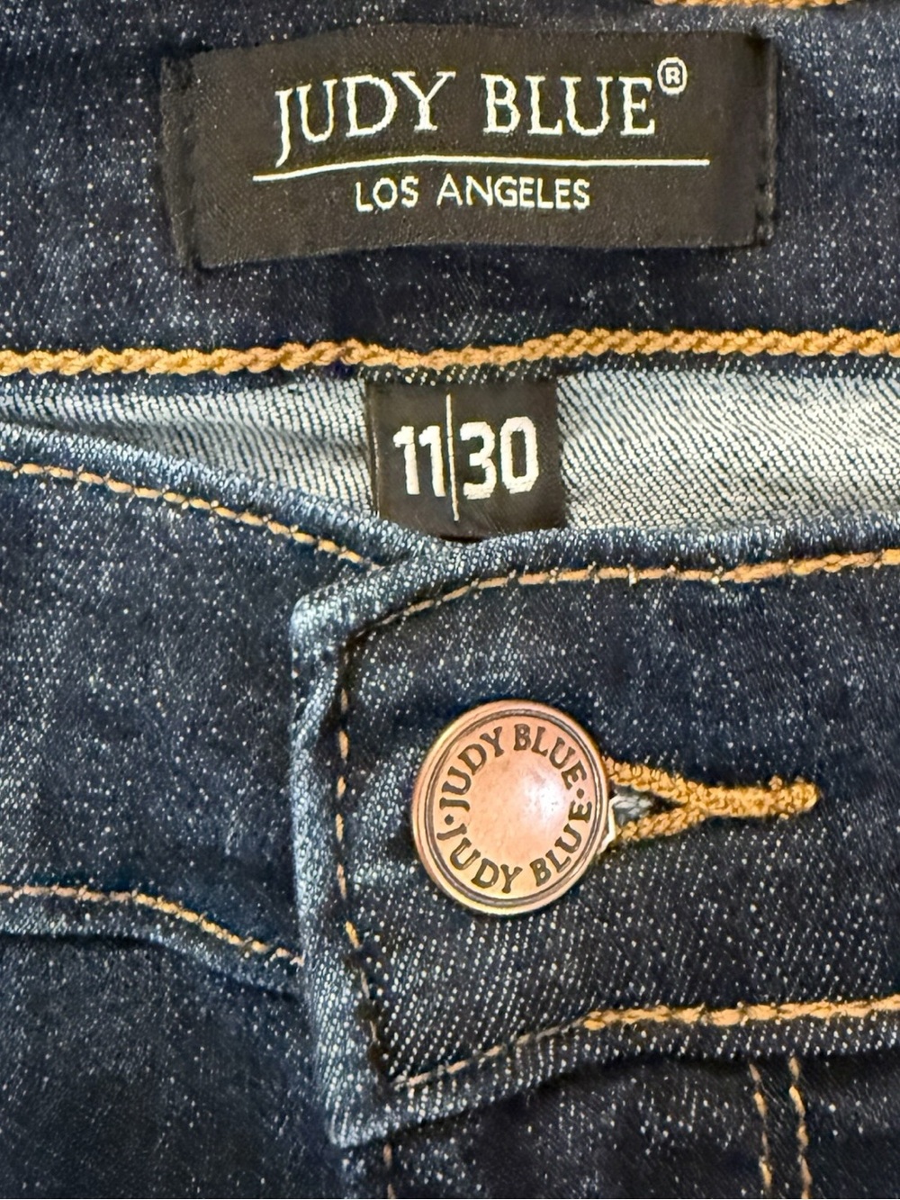 Judy Blue Straight Jeans 11/30 High Rise Dark Wash Raw Hem Stretch Fits 30x28 - Picture 7 of 15